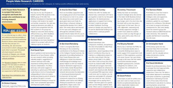 Screenshot of the linked Careers nominees in a padlet gallery